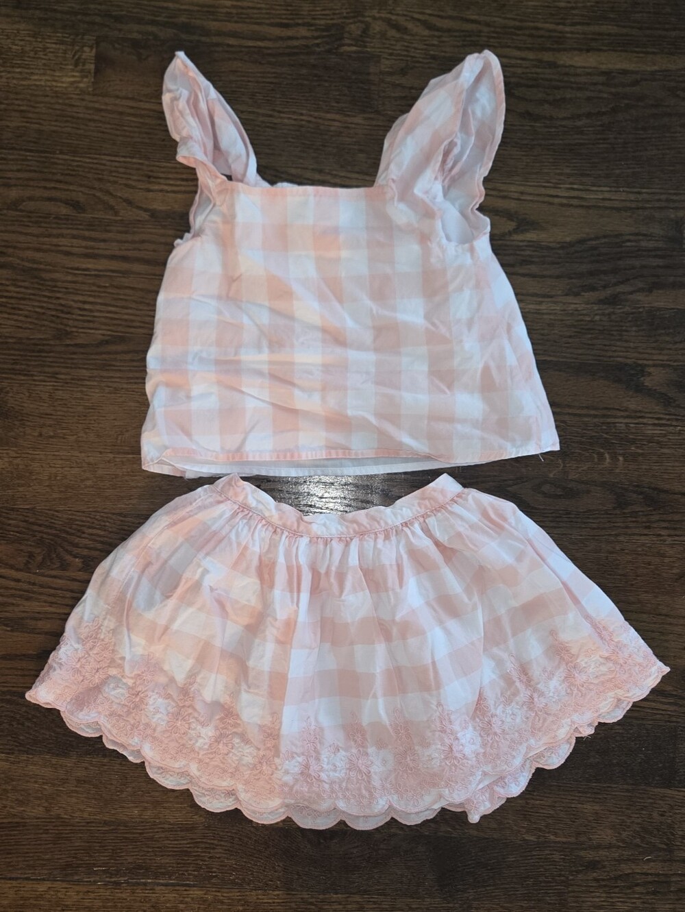Cynthia Rowley Pink and White Gingham Girls Matching Set